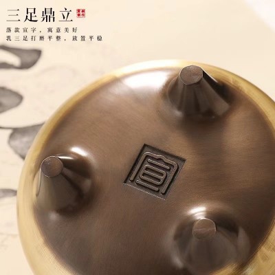 黄铜香炉大号宣德炉家用供奉线香炉复古茶道香薰炉室内供佛檀香炉图4