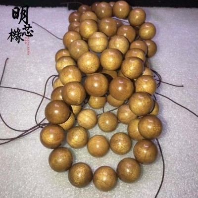 金丝楠木手串0.8黄金底色普通货2.0枯木料108颗双圈DIY款念珠批发图4
