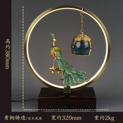 雀如人生音乐香炉摆件铜孔雀吊挂式香薰炉办公室家居玄关客厅摆件