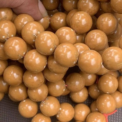 精品实心紫金鼠菩提手串批发正圆光珠黄皮招财紫金鼠三眼菩 提佛珠图2