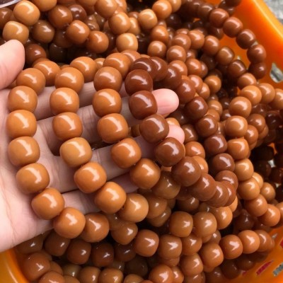 菩提根手串批发/风化焦糖满色单圈绕指柔鸡油文玩黄菩提籽手链图4