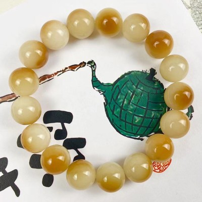 厂家批发炭烤小馒头手串菩提根炭烧圆珠手串奶黄溏心蛋菩提根手串图5