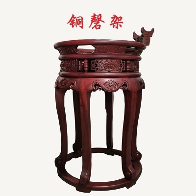 圆形花梨木磬架木鱼架实木法器底座大殿摆件佛具图3