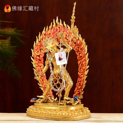 尼泊尔手工那洛空行母佛像藏式家居摆件佛堂供奉荼吉尼像摆件10寸图3