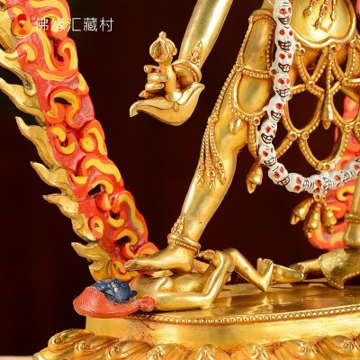 尼泊尔手工那洛空行母佛像藏式家居摆件佛堂供奉荼吉尼像摆件10寸图4