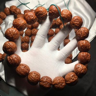 天然小棱核桃批发 精品肉纹蛤蟆头秋子小核桃手串 直播文玩货源图3